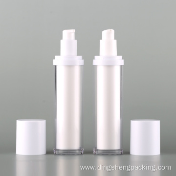 luxury round  white cosmetic airless bottle acrylic